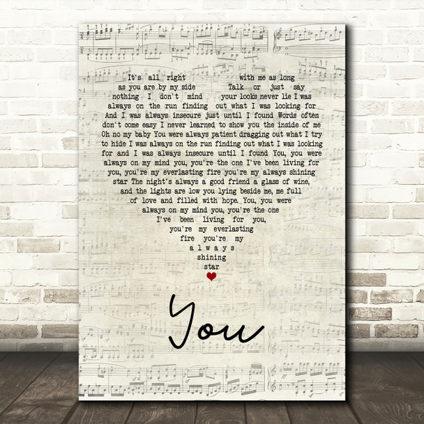 Ten Sharp You Script Heart Quote Song Lyric Print