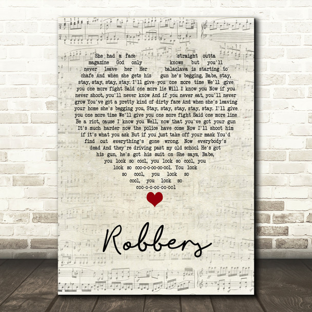 The 1975 Robbers Script Heart Quote Song Lyric Print