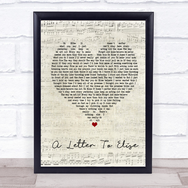 The Cure A Letter To Elise Script Heart Quote Song Lyric Print