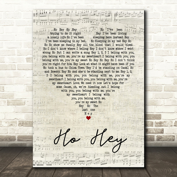 The Lumineers Ho Hey Script Heart Quote Song Lyric Print