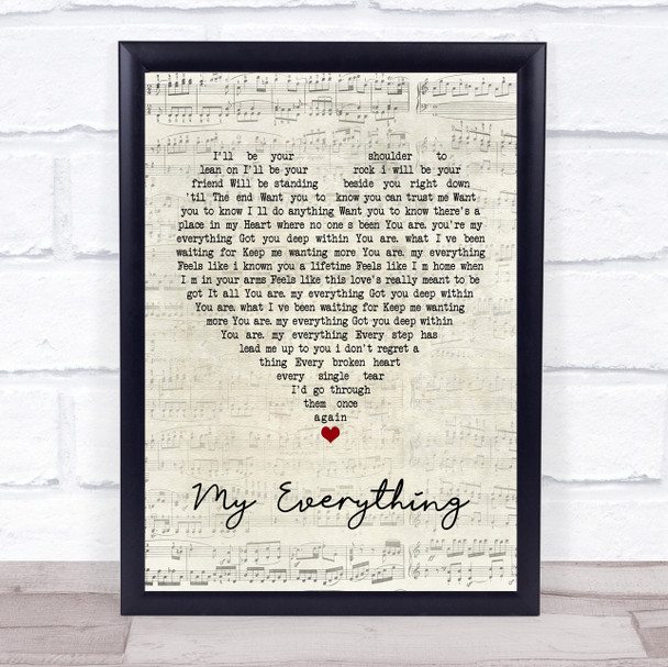 W E T My Everything Script Heart Quote Song Lyric Print