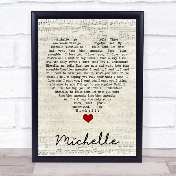 Michelle The Beatles Script Heart Quote Song Lyric Print