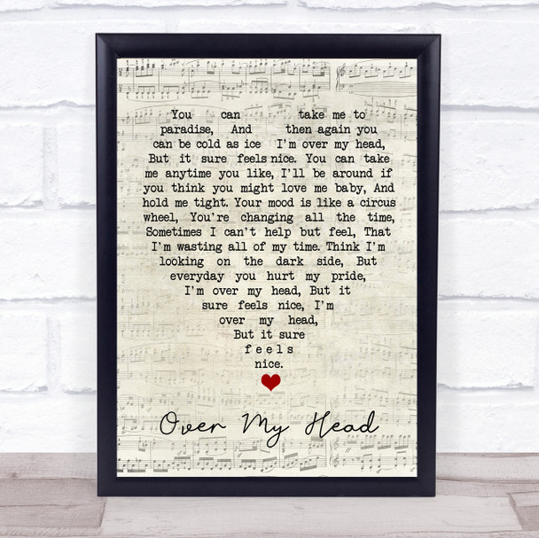 Over My Head Fleetwood Mac Script Heart Quote Song Lyric Print