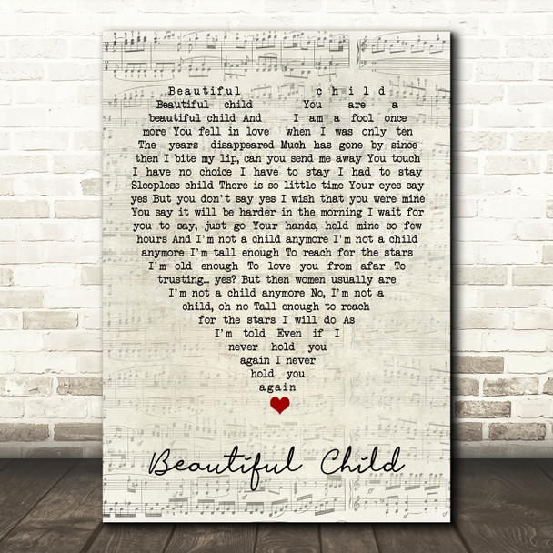 Beautiful Child Fleetwood Mac Script Heart Quote Song Lyric Print