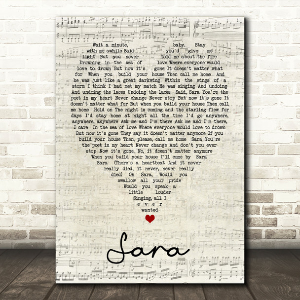 Sara Fleetwood Mac Script Heart Quote Song Lyric Print