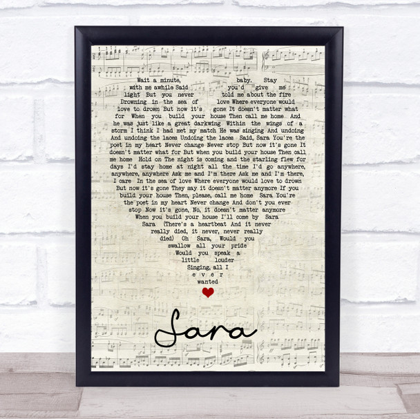 Sara Fleetwood Mac Script Heart Quote Song Lyric Print