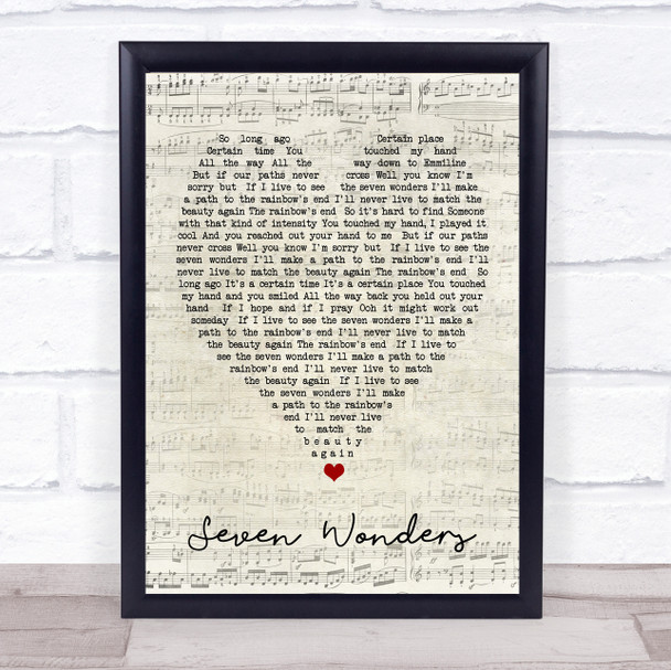 Seven Wonders Fleetwood Mac Script Heart Quote Song Lyric Print