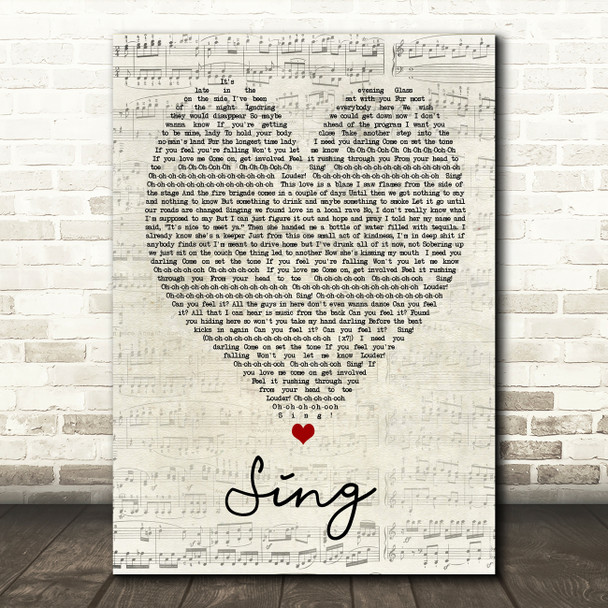 Sing Ed Sheeran Script Heart Quote Song Lyric Print