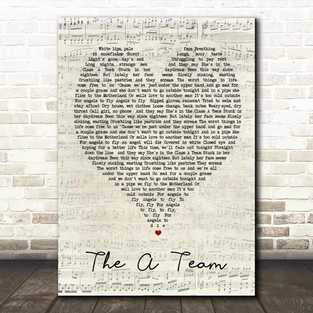 The A Team Ed Sheeran Script Heart Quote Song Lyric Print