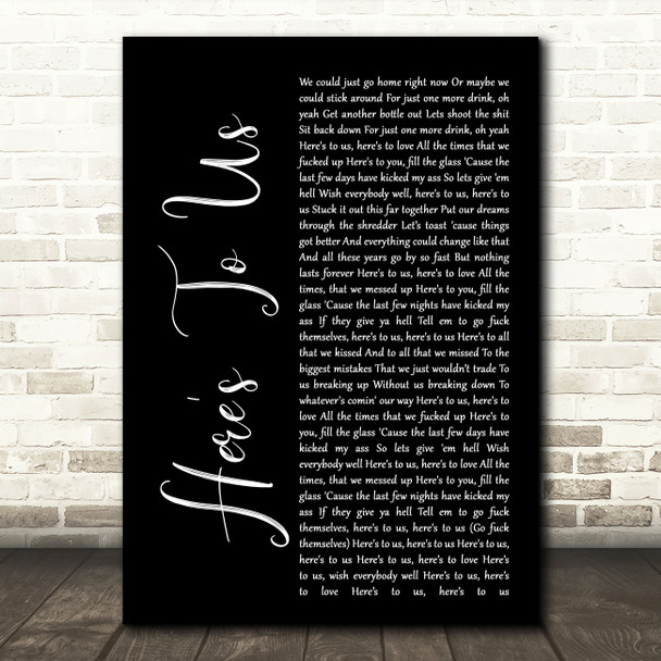 Halestorm Here's To Us Black Script Song Lyric Quote Print