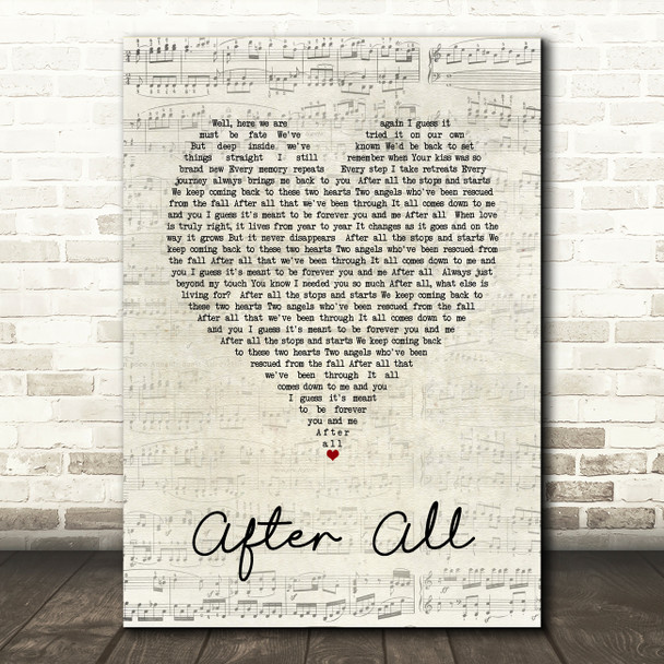 Cher After All Script Heart Song Lyric Quote Print
