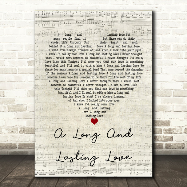 Crystal Gayle A Long And Lasting Love Script Heart Song Lyric Quote Print