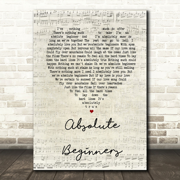 David Bowie Absolute Beginners Script Heart Song Lyric Quote Print