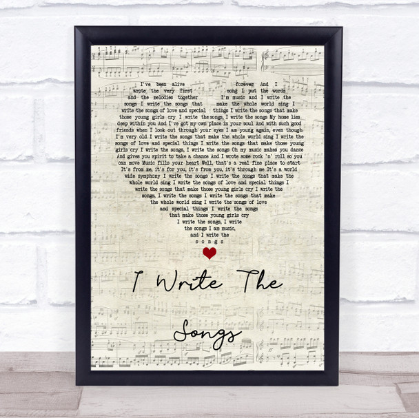David Cassidy I Write The Songs Script Heart Song Lyric Quote Print