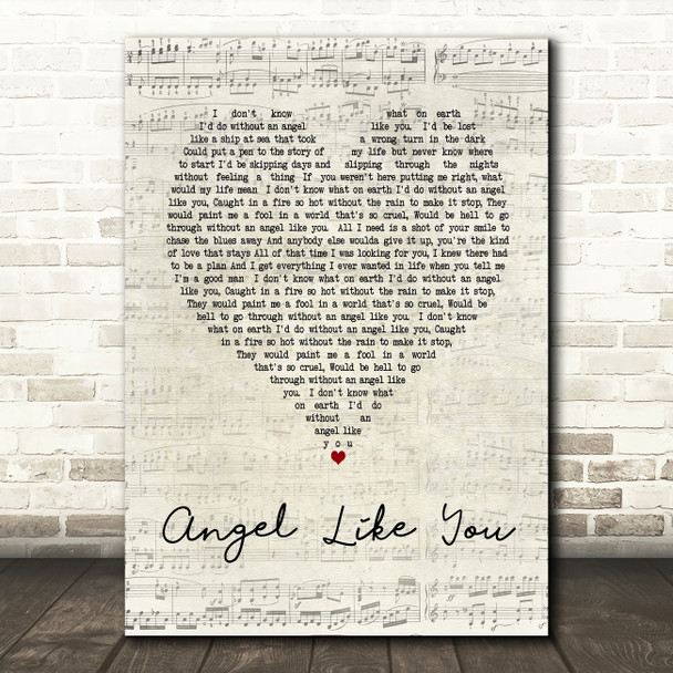 Eli Young Band Angel Like You Script Heart Song Lyric Quote Print