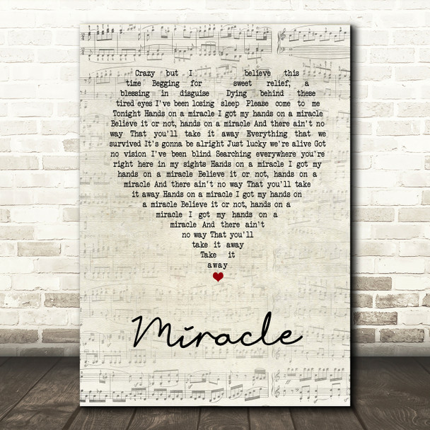 Foo Fighters Miracle Script Heart Song Lyric Quote Print