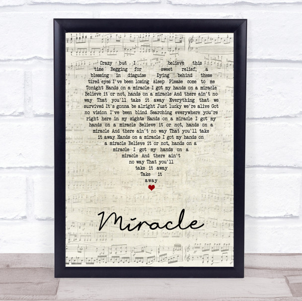 Foo Fighters Miracle Script Heart Song Lyric Quote Print