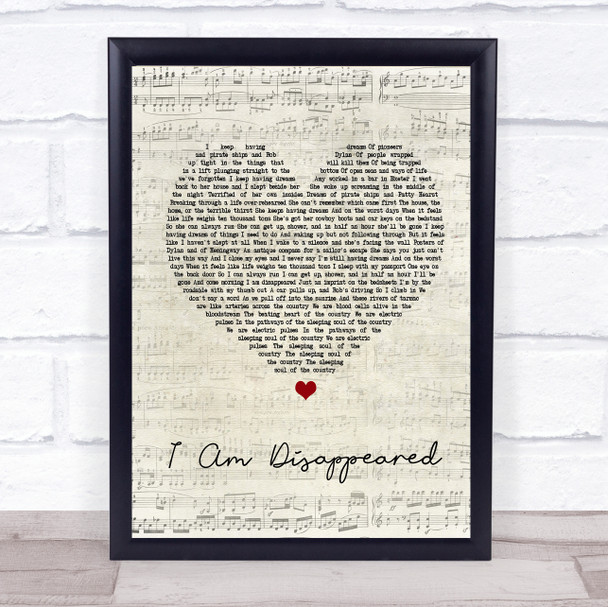 Frank Turner I Am Disappeared Script Heart Song Lyric Quote Print