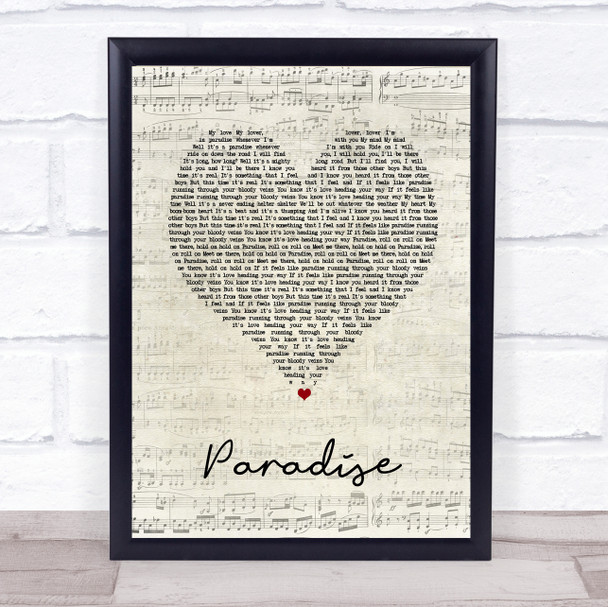 George Ezra Paradise Script Heart Song Lyric Quote Print