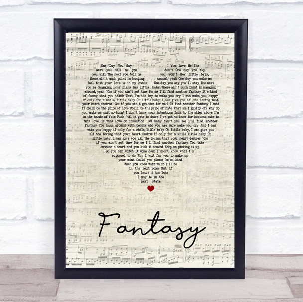 George Michael Fantasy Script Heart Song Lyric Quote Print