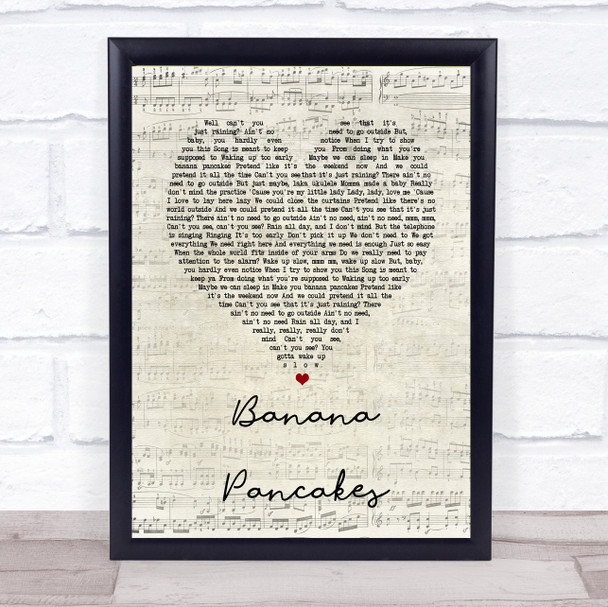 Jack Johnson Banana Pancakes Script Heart Song Lyric Quote Print