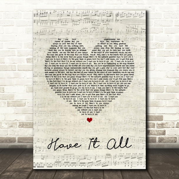 Jason Mraz Have It All Script Heart Song Lyric Quote Print