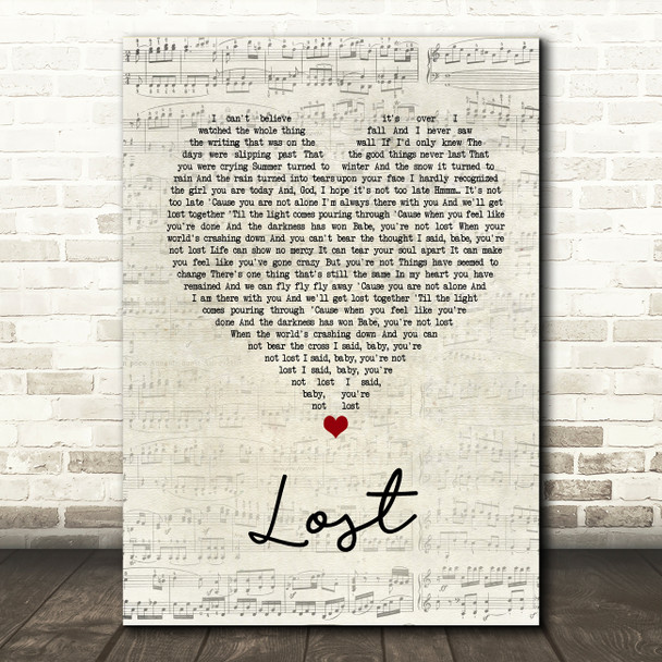 Michael Buble Lost Script Heart Song Lyric Quote Print