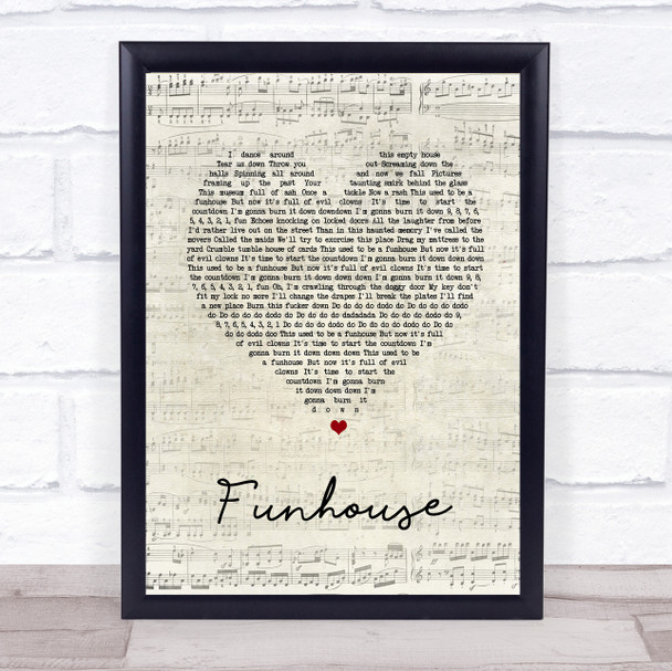 Pink Funhouse Script Heart Song Lyric Quote Print
