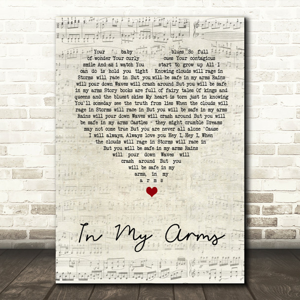 Plumb In My Arms Script Heart Song Lyric Quote Print