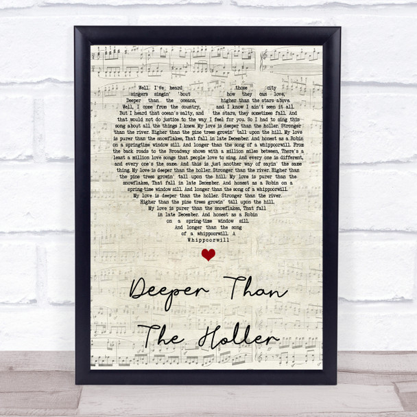 Randy Travis Deeper Than The Holler Script Heart Song Lyric Quote Print