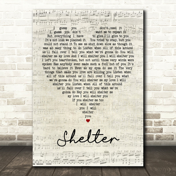 Ray LaMontagne Shelter Script Heart Song Lyric Quote Print