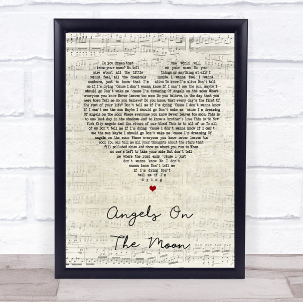 Thriving Ivory Angels On The Moon Script Heart Song Lyric Quote Print