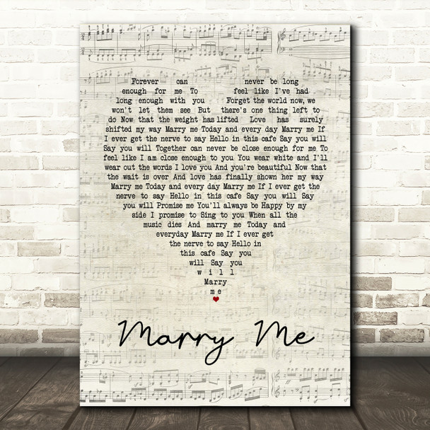 Train Marry Me Script Heart Song Lyric Quote Print