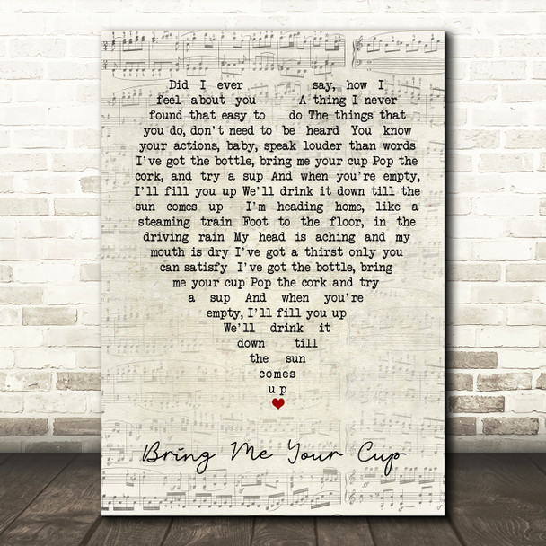 Bring Me Your Cup UB40 Script Heart Quote Song Lyric Print