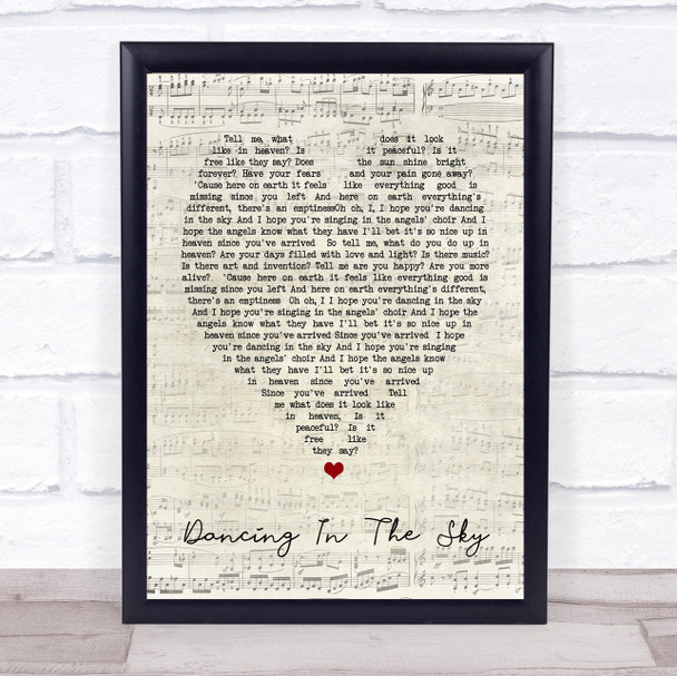 Dani And Lizzy Dancing In The Sky Script Heart Song Lyric Quote Print