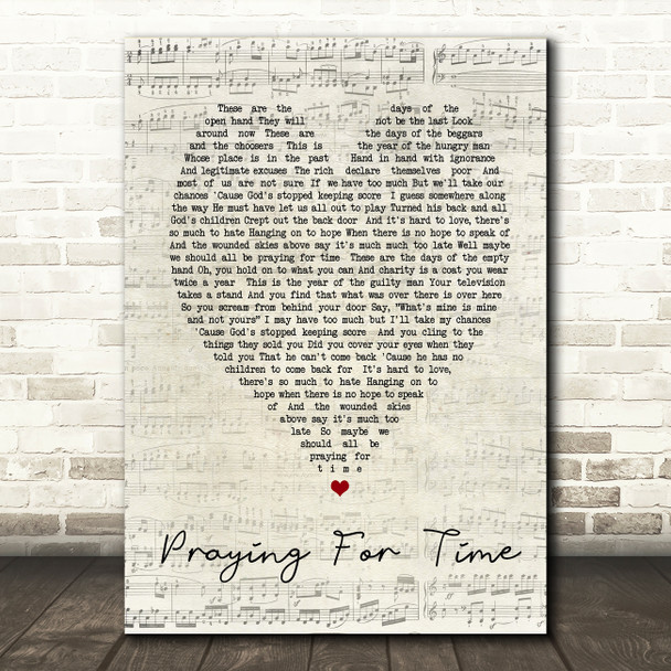 George Michael Praying For Time Script Heart Song Lyric Quote Print