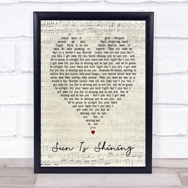 Sun Is Shining Axwell Ingrosso Script Heart Song Lyric Quote Print