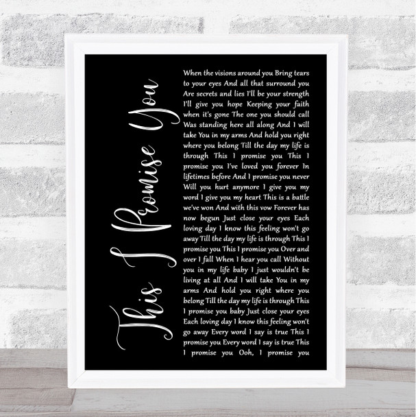 N Sync This I Promise You Black Script Song Lyric Quote Print