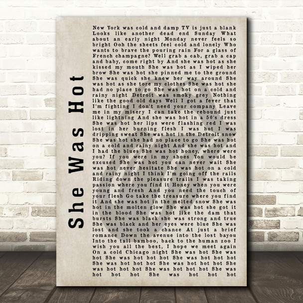 The Rolling Stones She Was Hot Shadow Song Lyric Quote Print