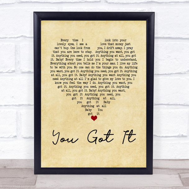 Roy Orbison You Got It Vintage Heart Quote Song Lyric Print