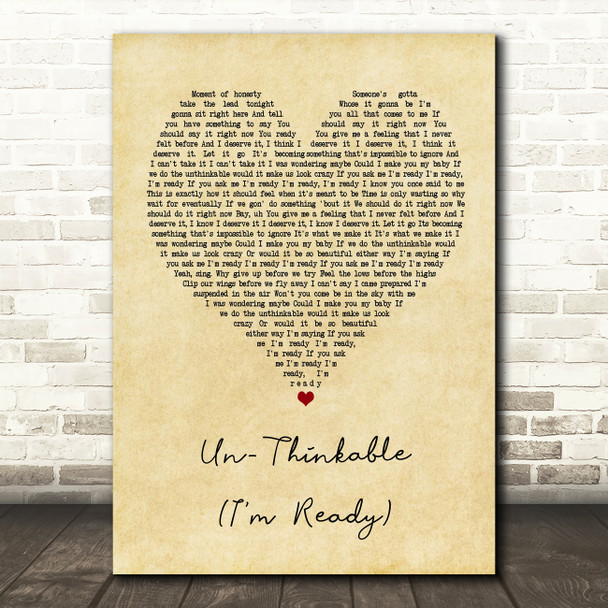 Alicia Keys Un-Thinkable (I'm Ready) Vintage Heart Quote Song Lyric Print