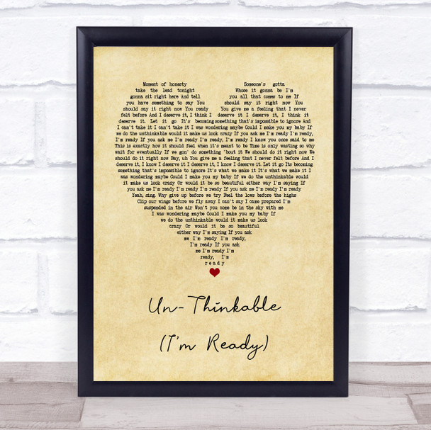 Alicia Keys Un-Thinkable (I'm Ready) Vintage Heart Quote Song Lyric Print