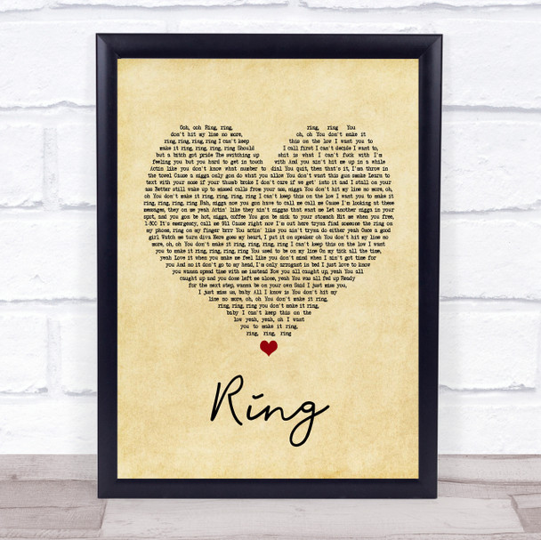 Cardi B Ring Vintage Heart Quote Song Lyric Print