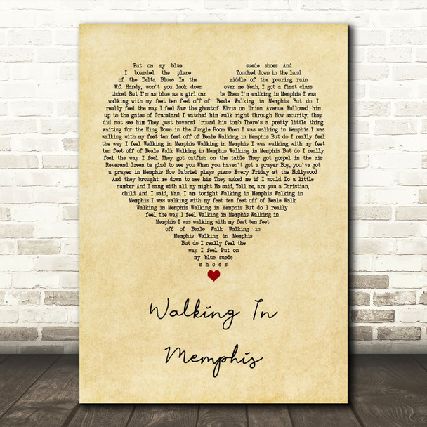 Cher Walking In Memphis Vintage Heart Quote Song Lyric Print