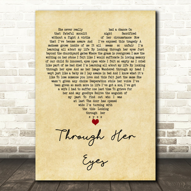 Dream Theater Through Her Eyes Vintage Heart Quote Song Lyric Print