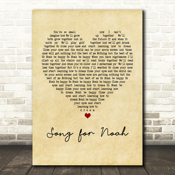 Frank Hamilton Song for Noah Vintage Heart Quote Song Lyric Print