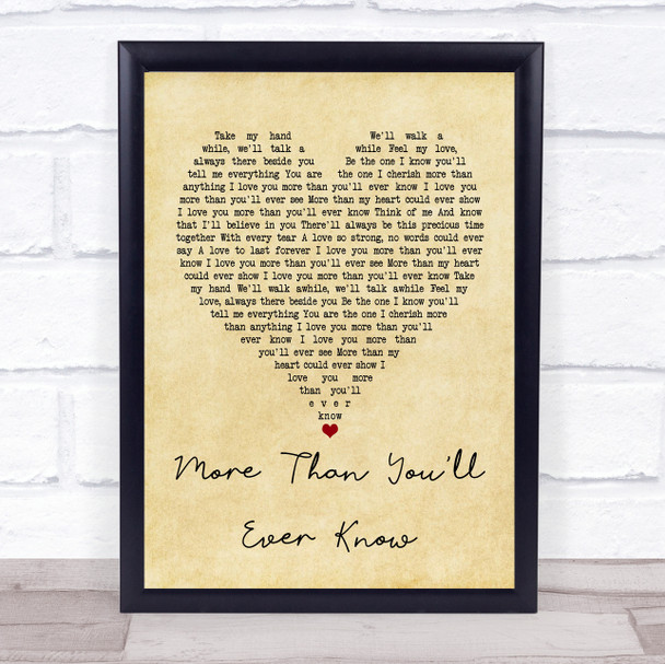 Michael Ruff More Than You'll Ever Know Vintage Heart Quote Song Lyric Print