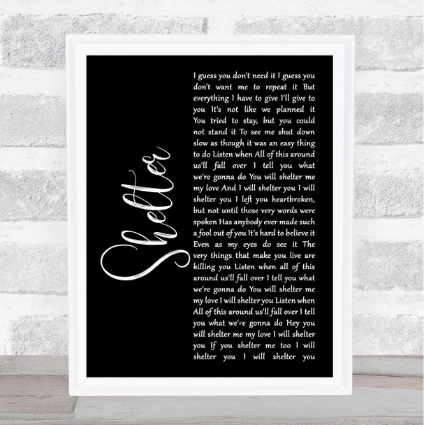 Ray LaMontagne Shelter Black Script Song Lyric Quote Print