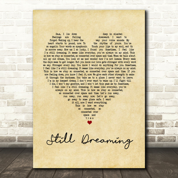 Silverstein Still Dreaming Vintage Heart Quote Song Lyric Print