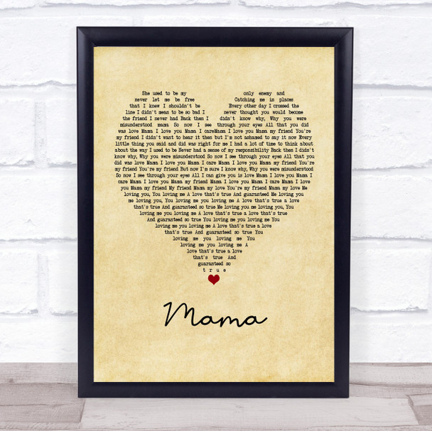 Spice Girls Mama Vintage Heart Quote Song Lyric Print